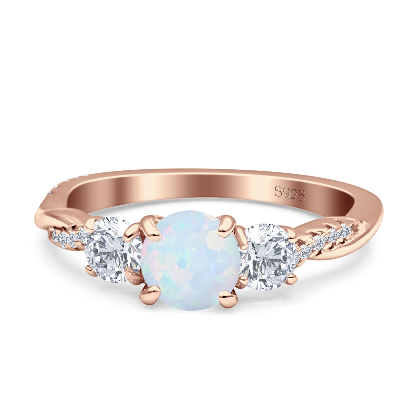 Infinity Round Three Stone Ring Cubic Zirconia 925 Sterling Silver