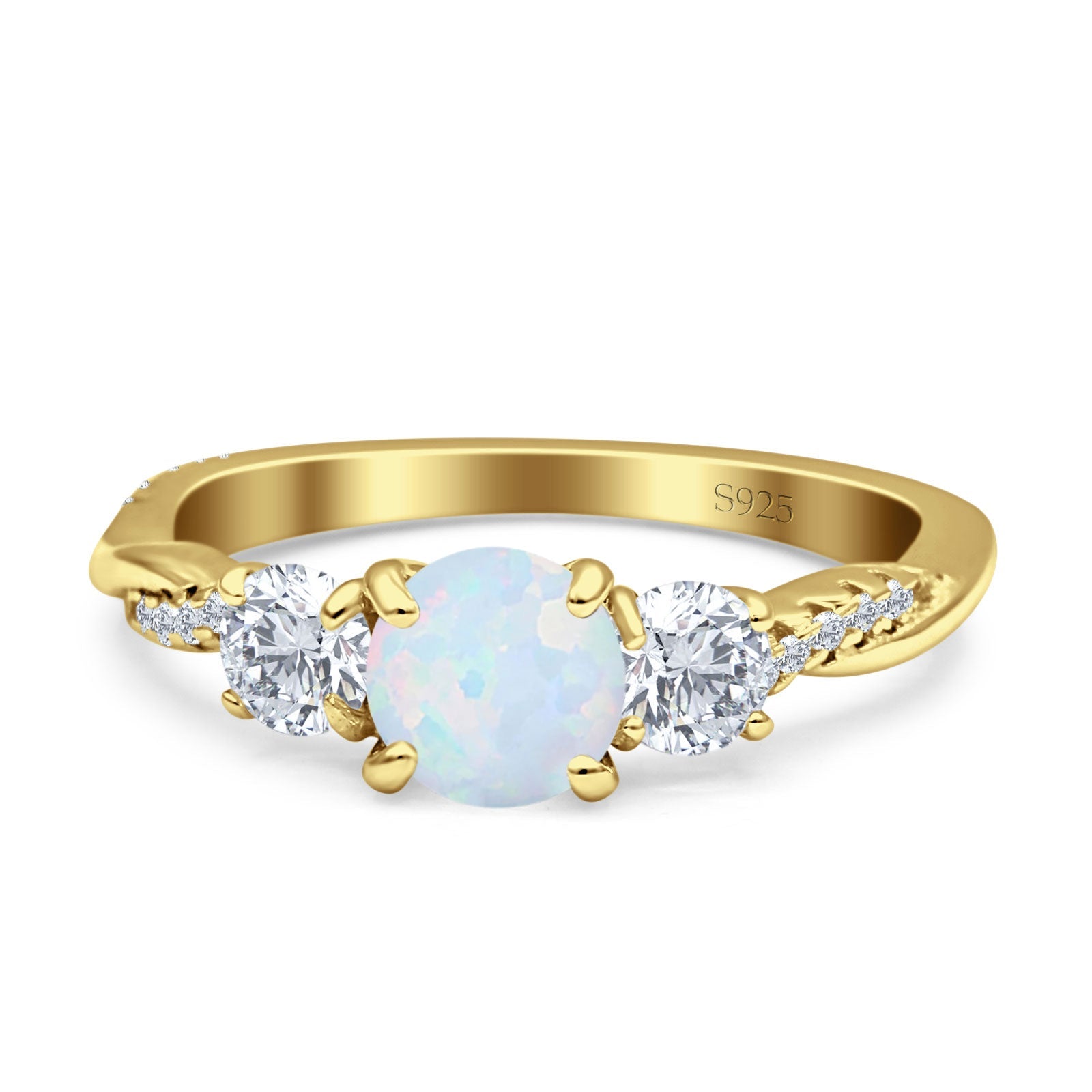 Infinity Round Three Stone Ring Cubic Zirconia 925 Sterling Silver