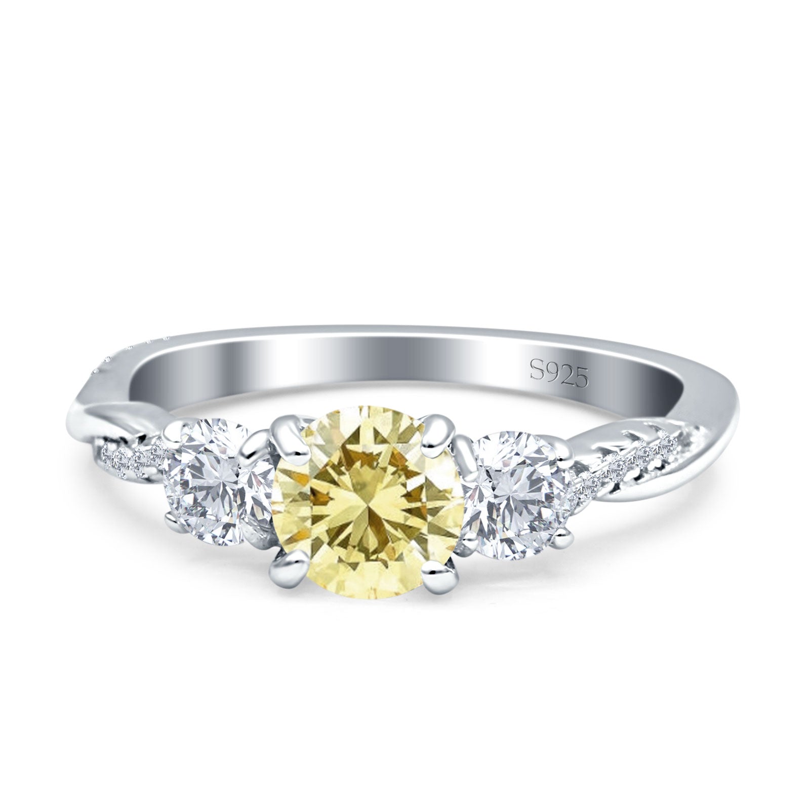 Infinity Round Three Stone Ring Cubic Zirconia 925 Sterling Silver