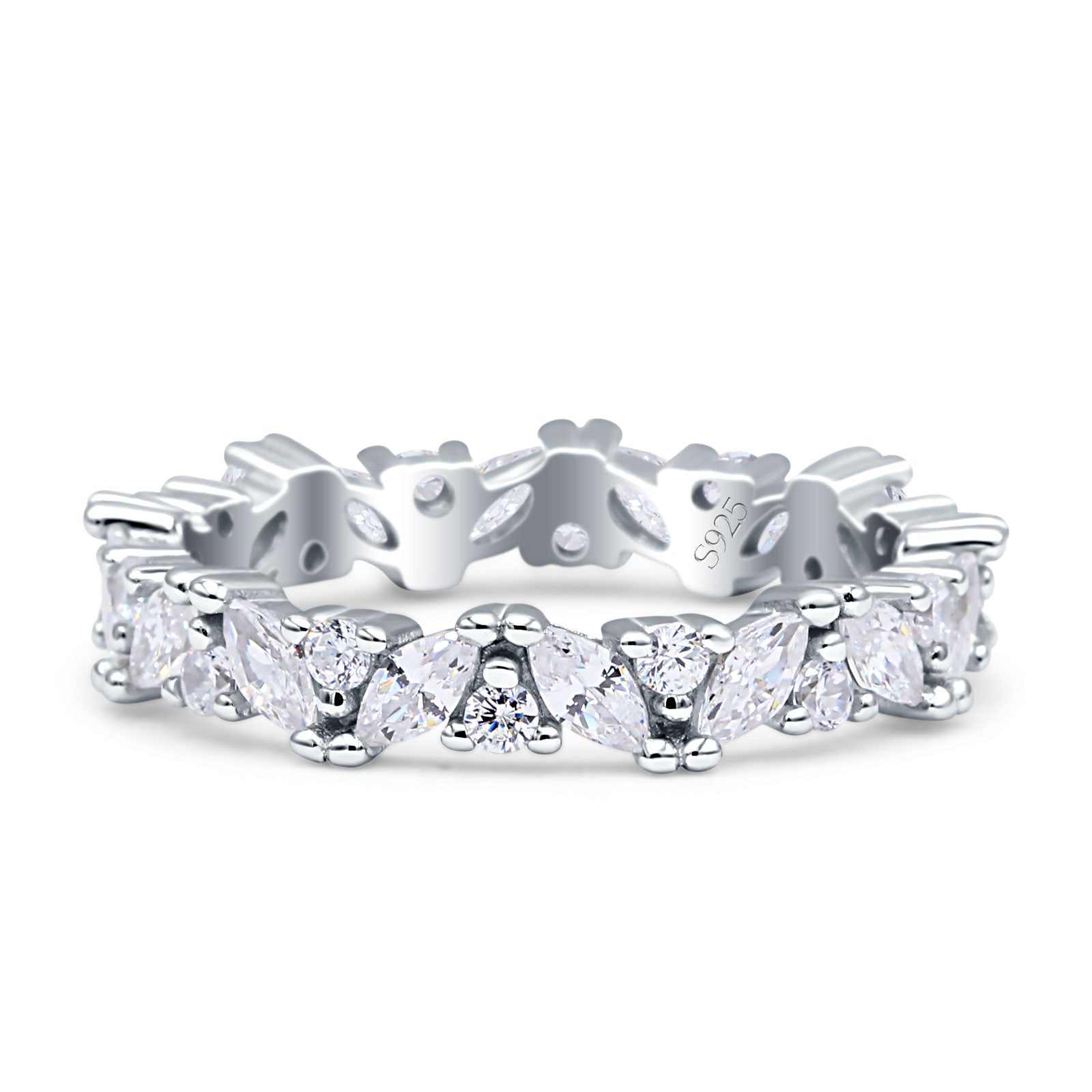 Stackable Ring Full Eternity Cubic Zirconia 925 Sterling Silver
