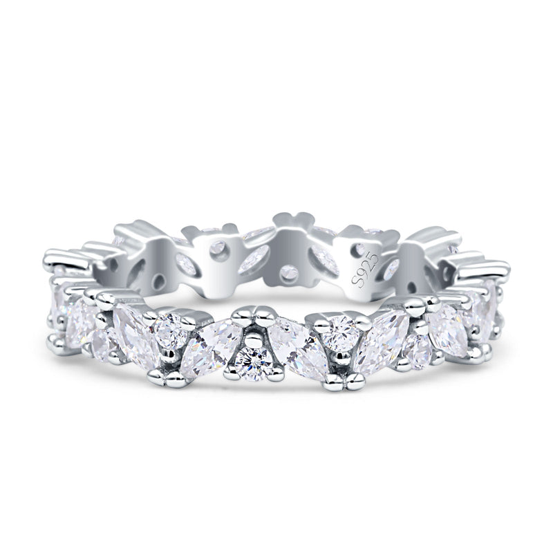 Stackable Ring Full Eternity Cubic Zirconia 925 Sterling Silver