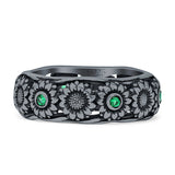925 Sterling Silver Sunflower Ring Oxidized Cubic Zirconia