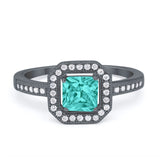 Halo Accent Engagement Ring Simulated Cubic Zirconia 925 Sterling Silver