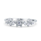 Half Eternity Star Three Stone Round Wedding Ring Simulated Cubic Zirconia 925 Sterling Silver