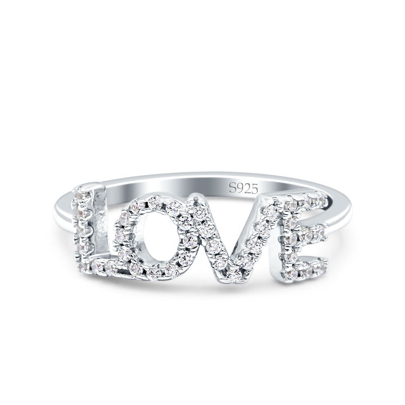 Love Ring Wedding Engagement Eternity Band Simulated Cubic Zirconia 925 Sterling Silver (6mm)