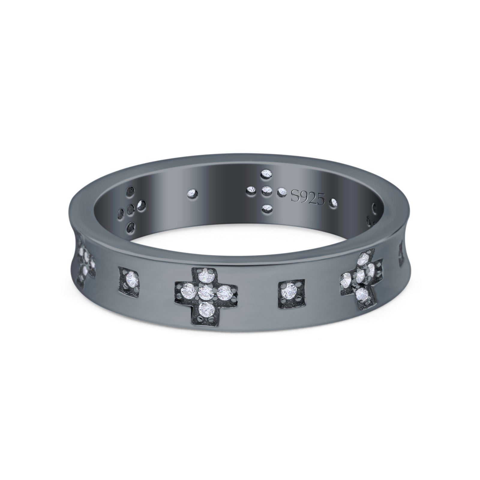 Eternity Ring Wedding Engagement Band Round Simulated Cubic Zirconia 925 Sterling Silver (4.5mm)