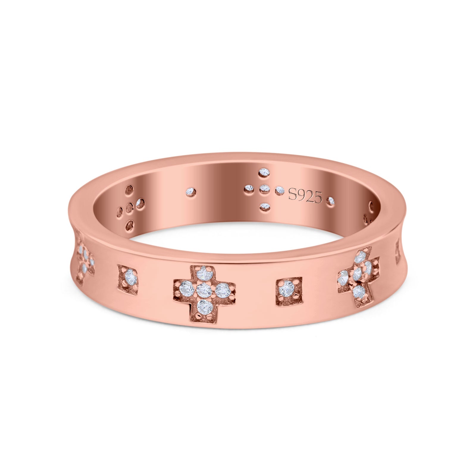 Eternity Ring Wedding Engagement Band Round Simulated Cubic Zirconia 925 Sterling Silver (4.5mm)