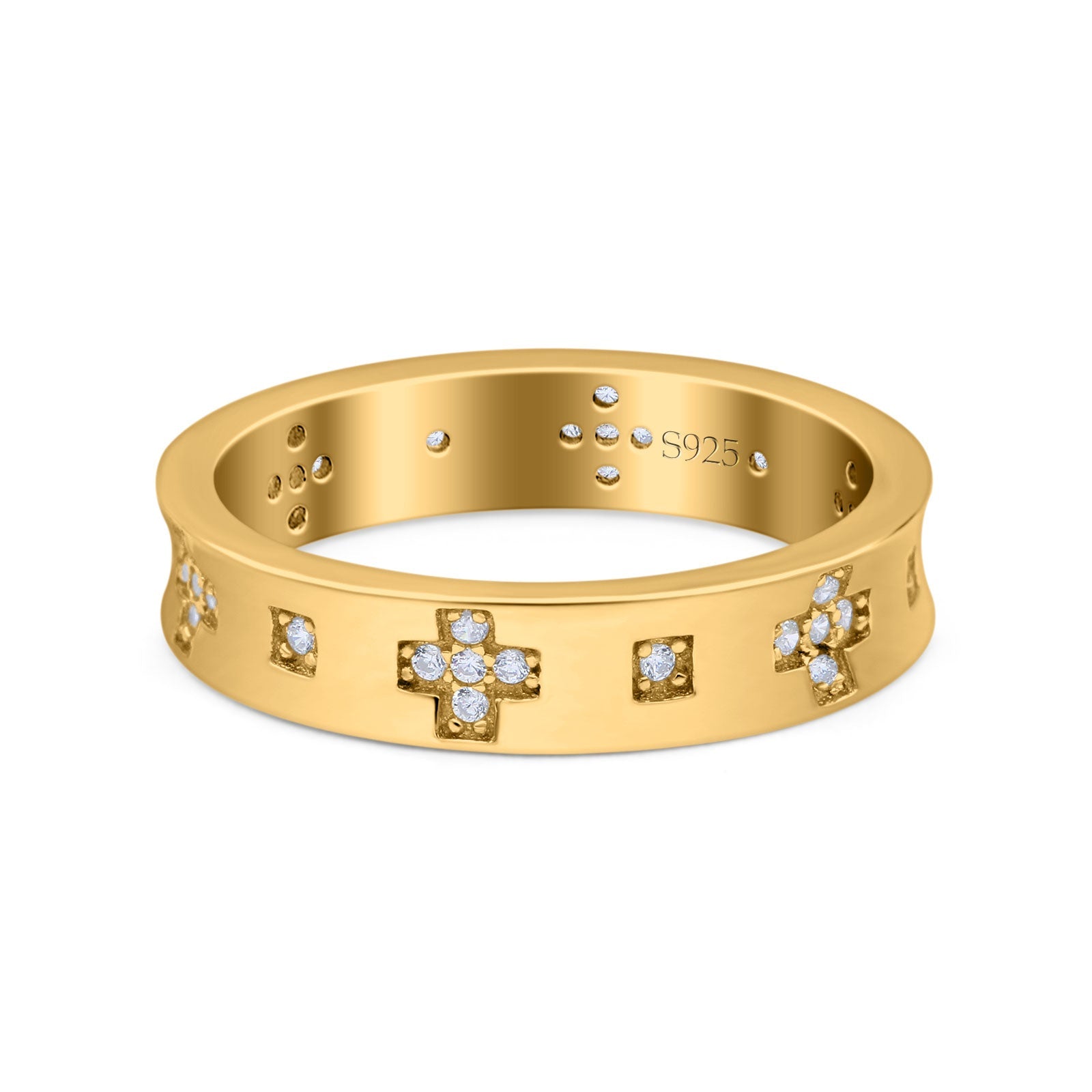 Eternity Ring Wedding Engagement Band Round Simulated Cubic Zirconia 925 Sterling Silver (4.5mm)