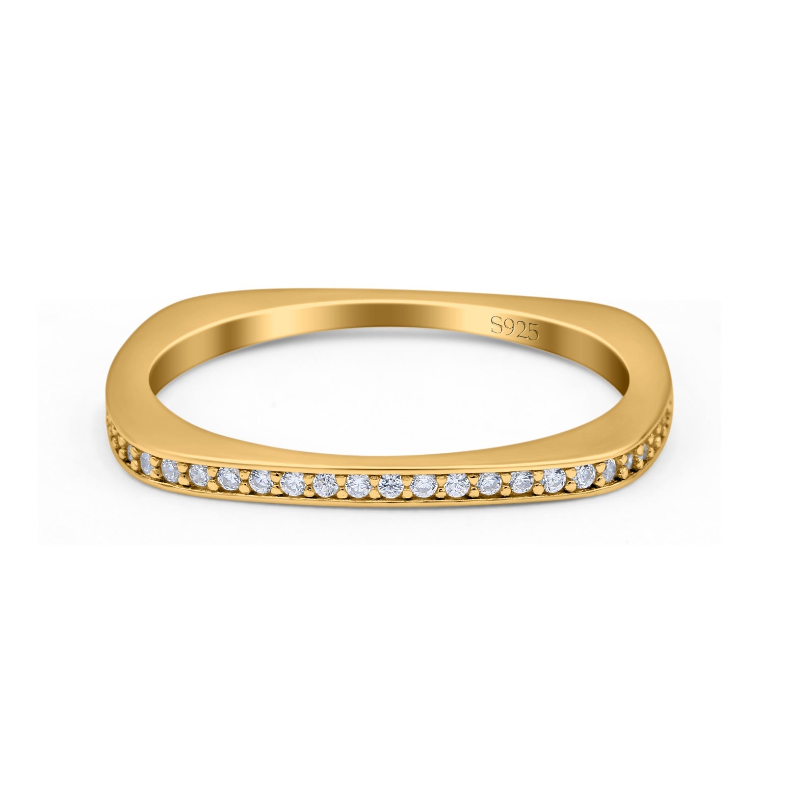 Half Eternity Ring Wedding Engagement Band Round Simulated Cubic Zirconia 925 Sterling Silver (1.7mm)