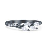 Half Eternity Ring Wedding Engagement Marquise Simulated Cubic Zirconia 925 Sterling Silver