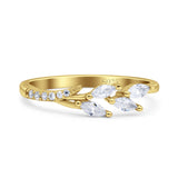 Half Eternity Ring Wedding Engagement Marquise Simulated Cubic Zirconia 925 Sterling Silver
