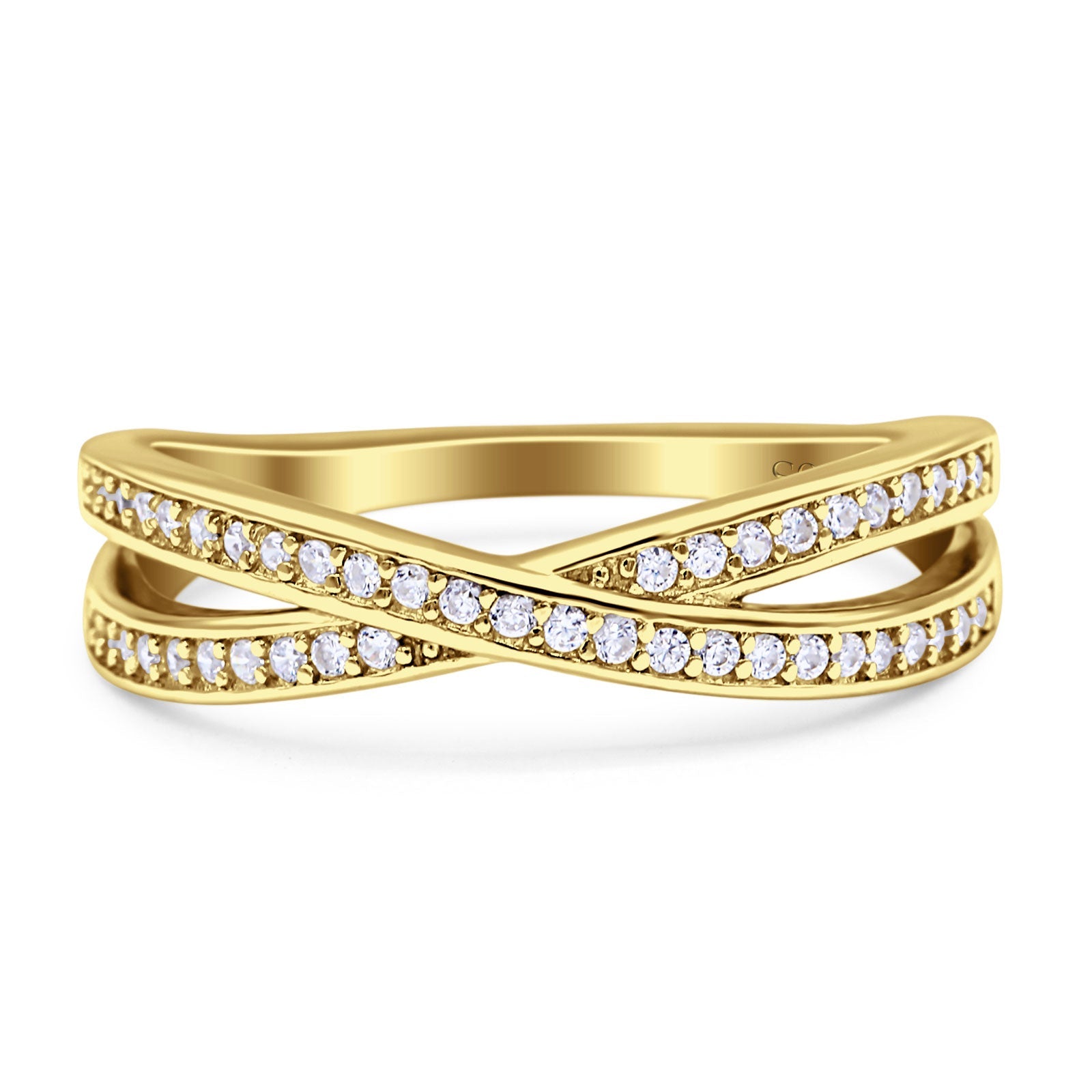 Crisscross Wedding Eternity Ring Cubic Zirconia 925 Sterling Silver