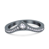 Princess Cut Art Deco Engagement Wedding Half Eternity Ring Simulated CZ 925 Sterling Silver
