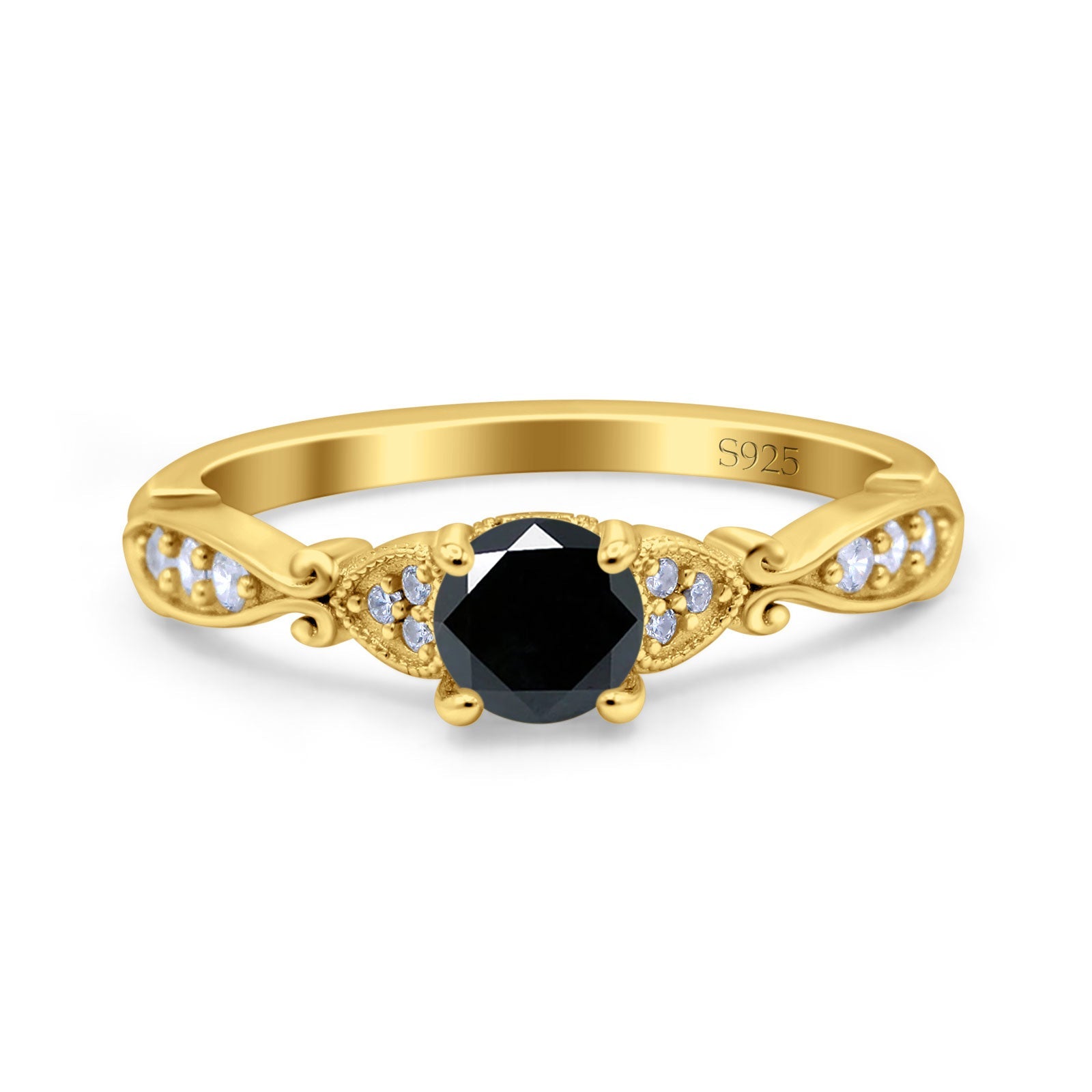 Heart Filigree Art Deco Wedding Bridal Ring Round Simulated Cubic Zirconia 925 Sterling Silver