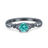 Heart Filigree Art Deco Wedding Bridal Ring Round Simulated Cubic Zirconia 925 Sterling Silver
