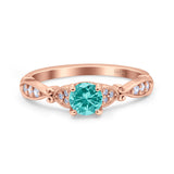 Heart Filigree Art Deco Wedding Bridal Ring Round Simulated Cubic Zirconia 925 Sterling Silver