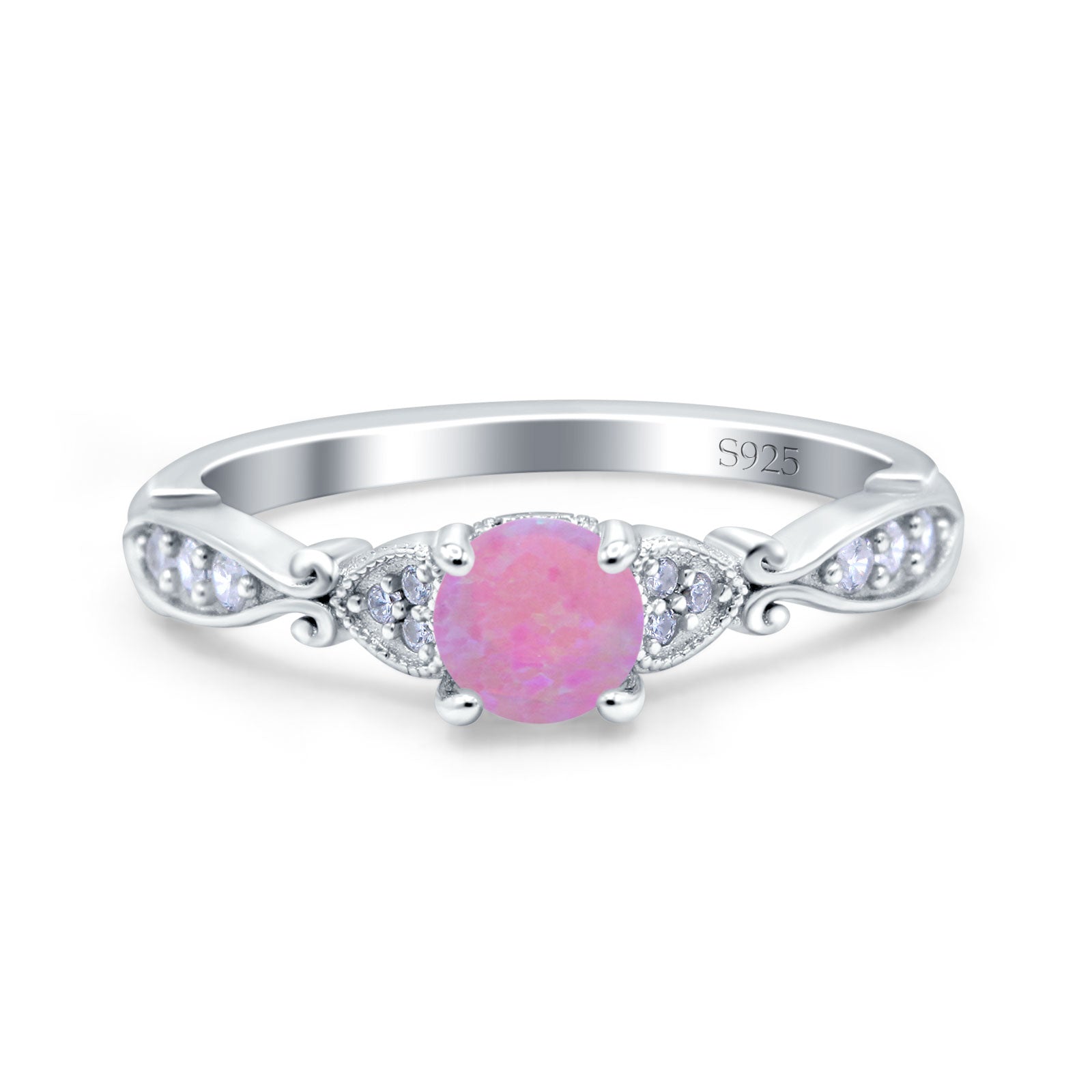 Heart Filigree Art Deco Wedding Bridal Ring Round Simulated Cubic Zirconia 925 Sterling Silver