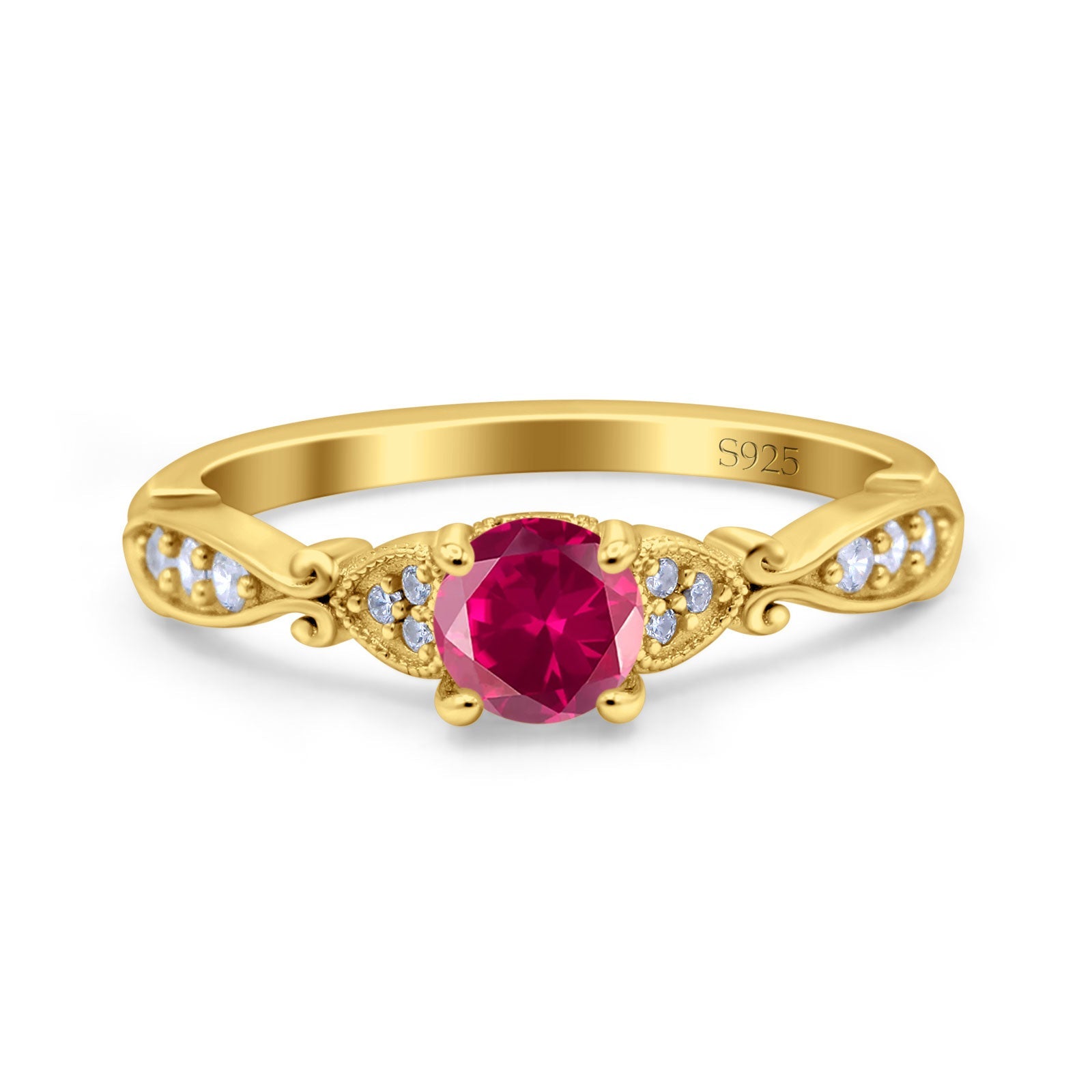 Heart Filigree Art Deco Wedding Bridal Ring Round Simulated Cubic Zirconia 925 Sterling Silver