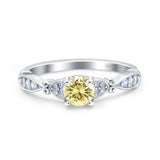 Heart Filigree Art Deco Wedding Bridal Ring Round Simulated Cubic Zirconia 925 Sterling Silver