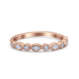 Half Eternity Band Marquise Round Simulated Cubic Zirconia 925 Sterling Silver (2.5mm)