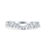 Half Eternity Art Deco Marquise Round Wedding Ring Simulated Cubic Zirconia 925 Sterling Silver