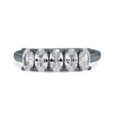 Half Eternity Ring Wedding Engagement Band Oval Simulated Cubic Zirconia 925 Sterling Silver
