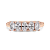 Half Eternity Ring Wedding Engagement Band Oval Simulated Cubic Zirconia 925 Sterling Silver