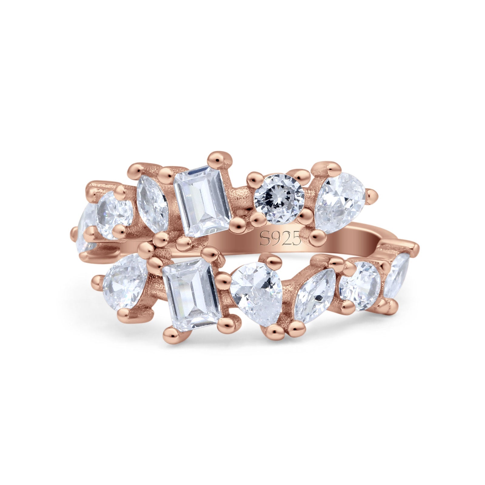 Vintage style Wedding Rings Cubic Zirconia 925 Sterling Silver