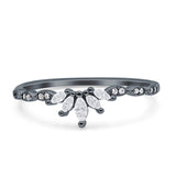 Half Eternity Wedding Ring Marquise Simulated Cubic Zirconia 925 Sterling Silver