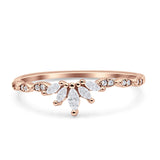 Half Eternity Wedding Ring Marquise Simulated Cubic Zirconia 925 Sterling Silver