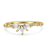 Half Eternity Wedding Ring Marquise Simulated Cubic Zirconia 925 Sterling Silver