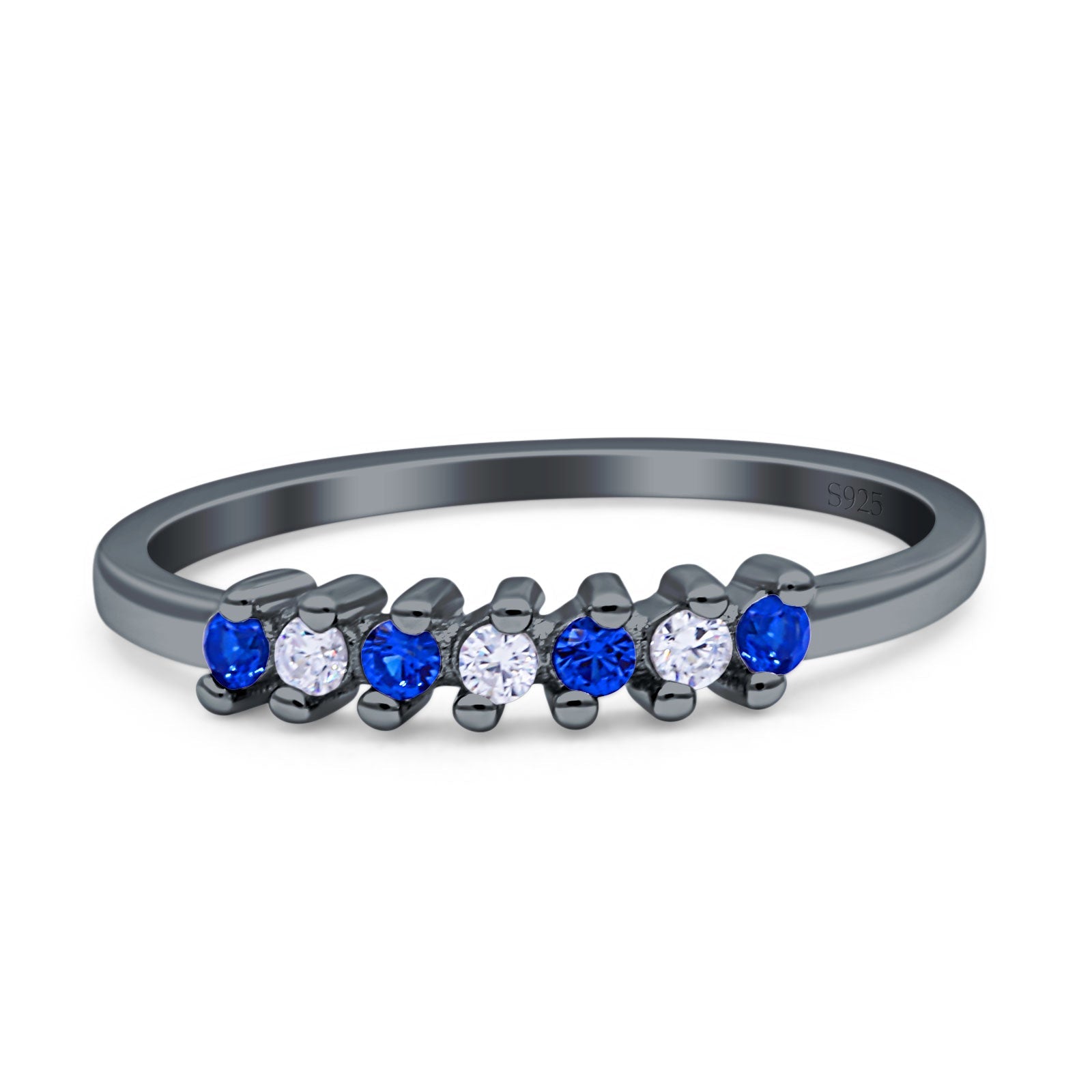 Round Dazzling Eternity Wedding Band Cubic Zirconia 925 Sterling Silver