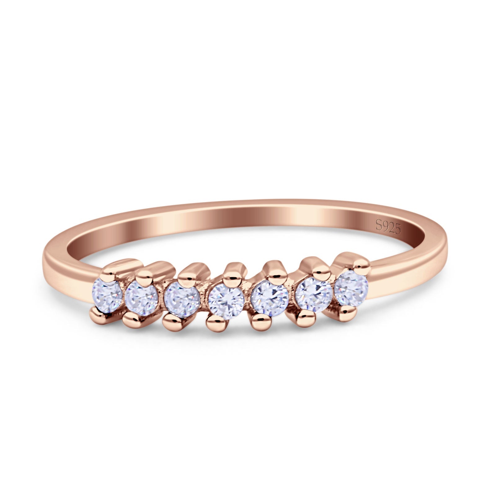 Round Dazzling Eternity Wedding Band Cubic Zirconia 925 Sterling Silver