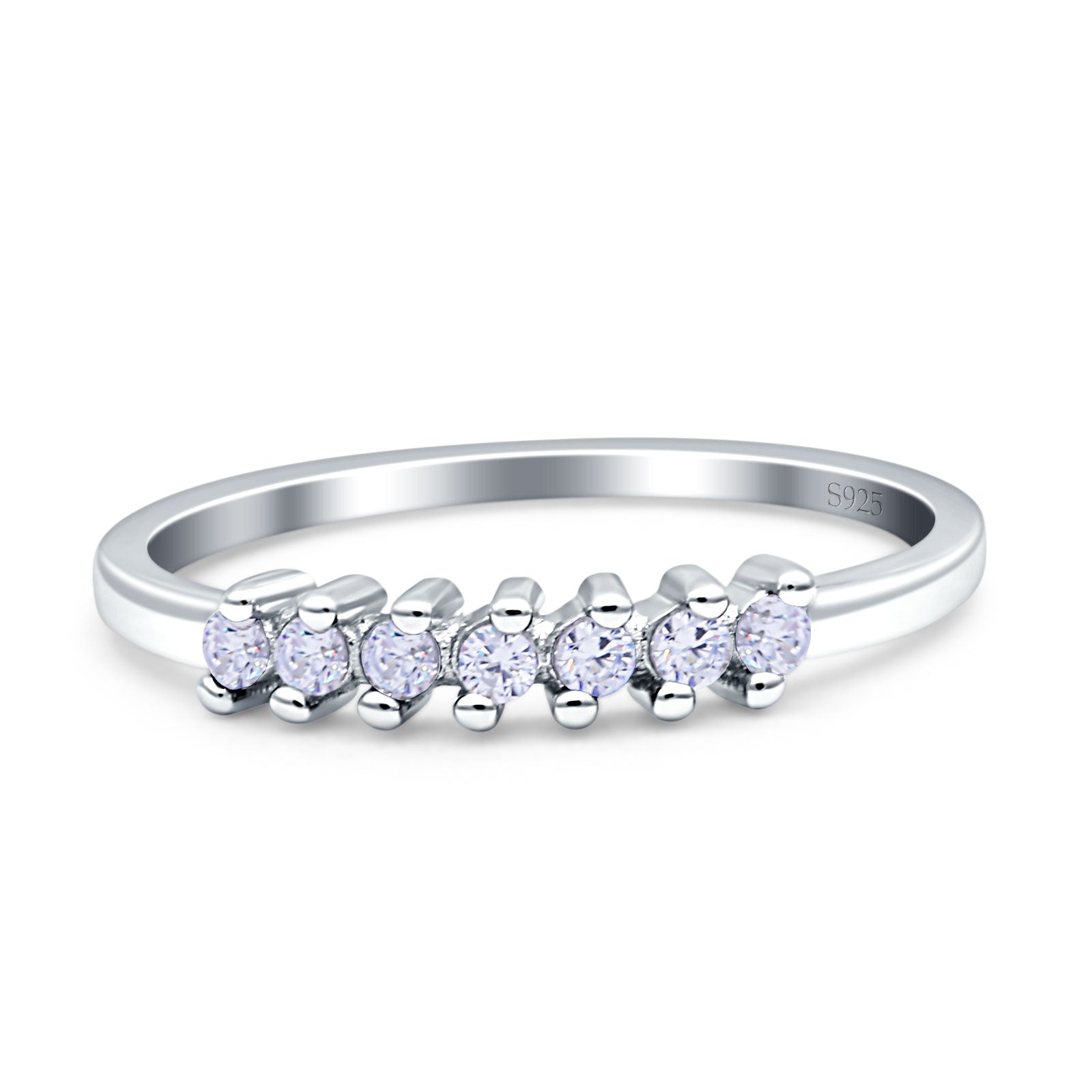 Round Dazzling Eternity Wedding Band Cubic Zirconia 925 Sterling Silver