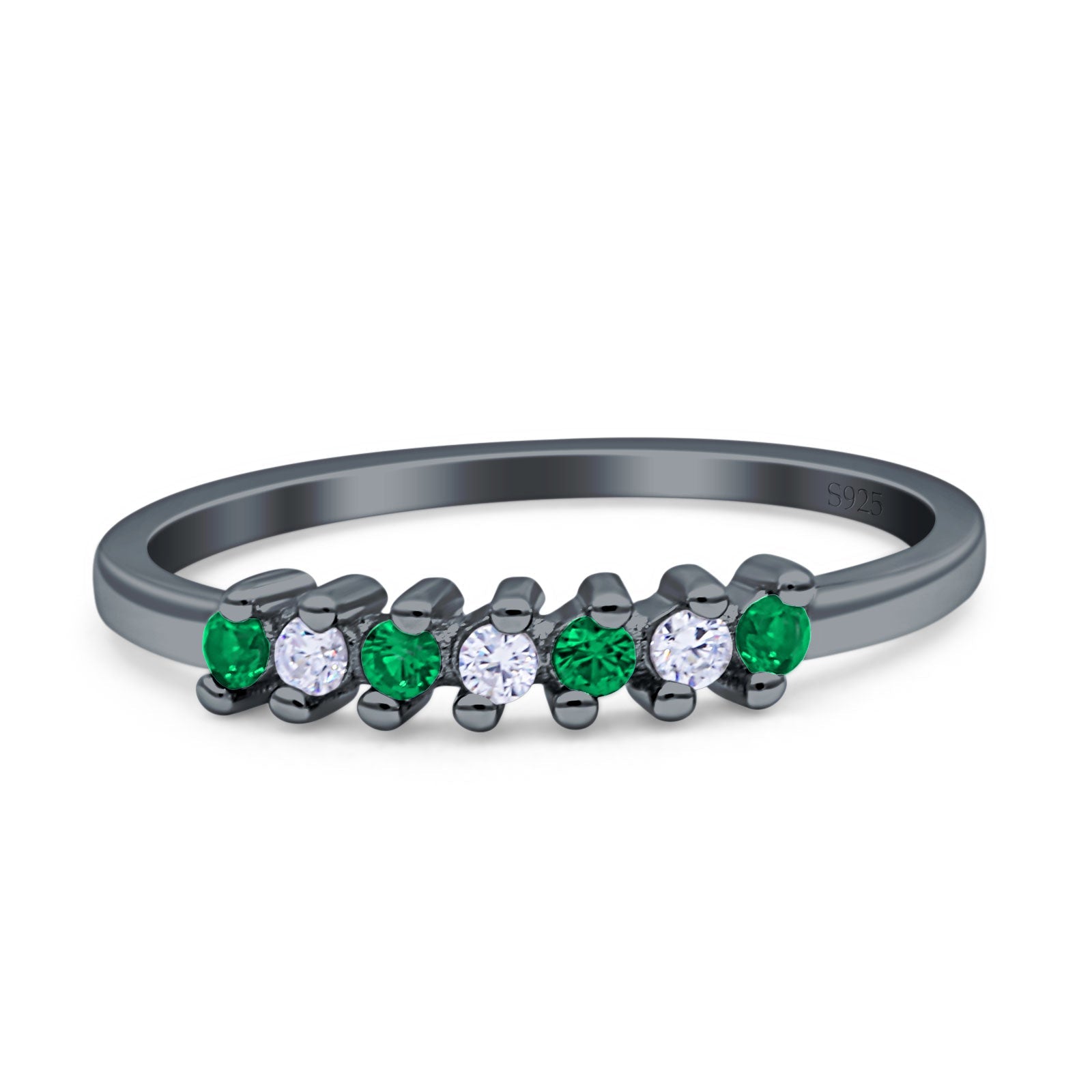 Round Dazzling Eternity Wedding Band Cubic Zirconia 925 Sterling Silver