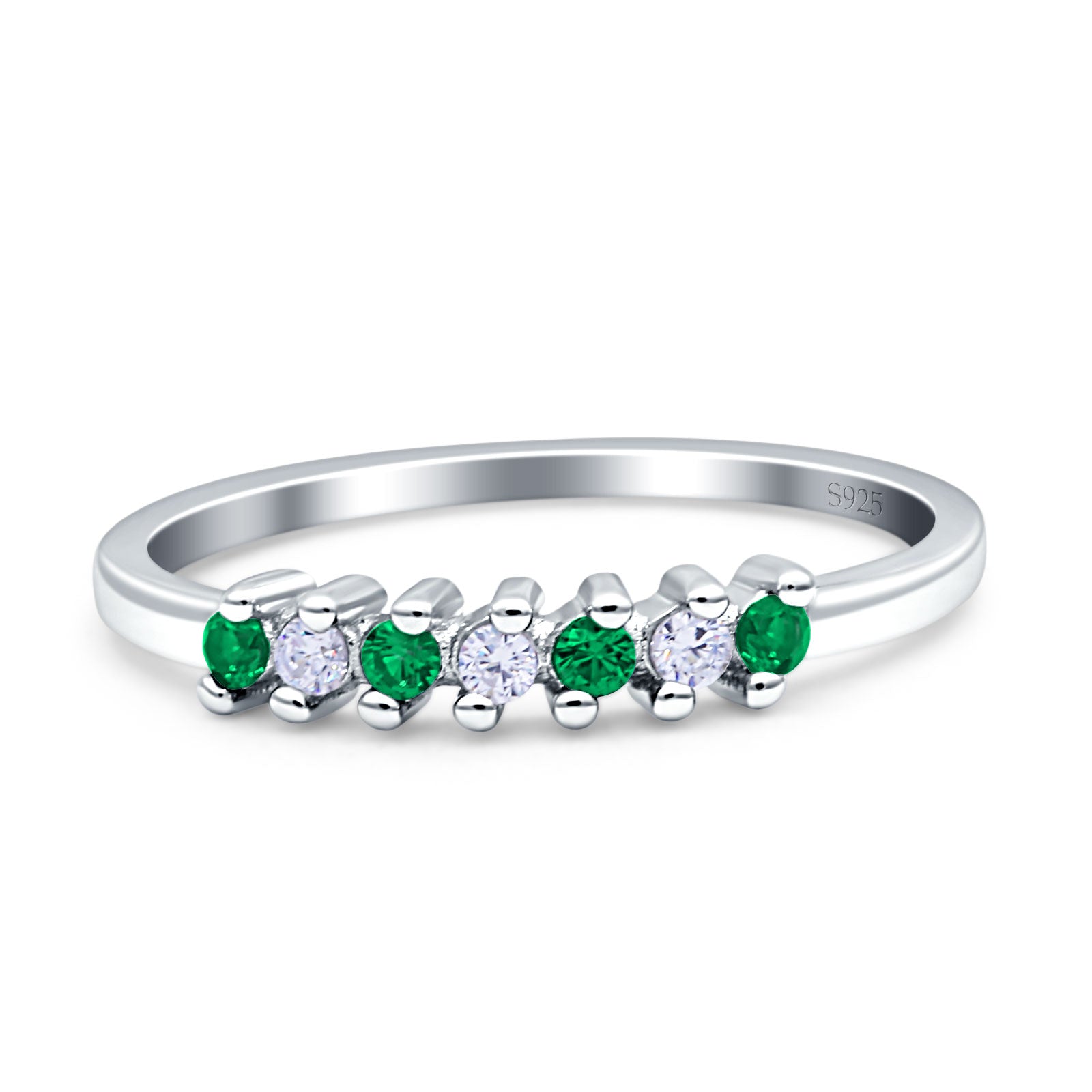 Round Dazzling Eternity Wedding Band Cubic Zirconia 925 Sterling Silver