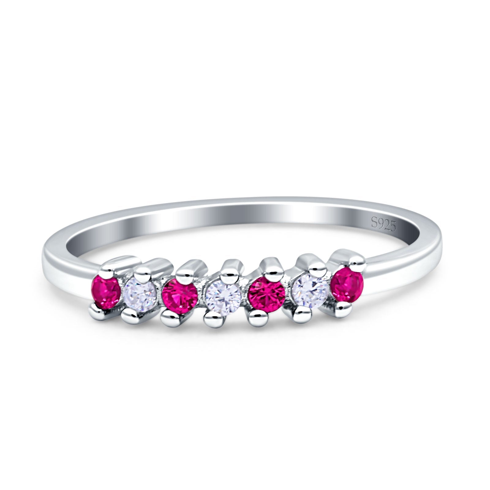 Round Dazzling Eternity Wedding Band Cubic Zirconia 925 Sterling Silver