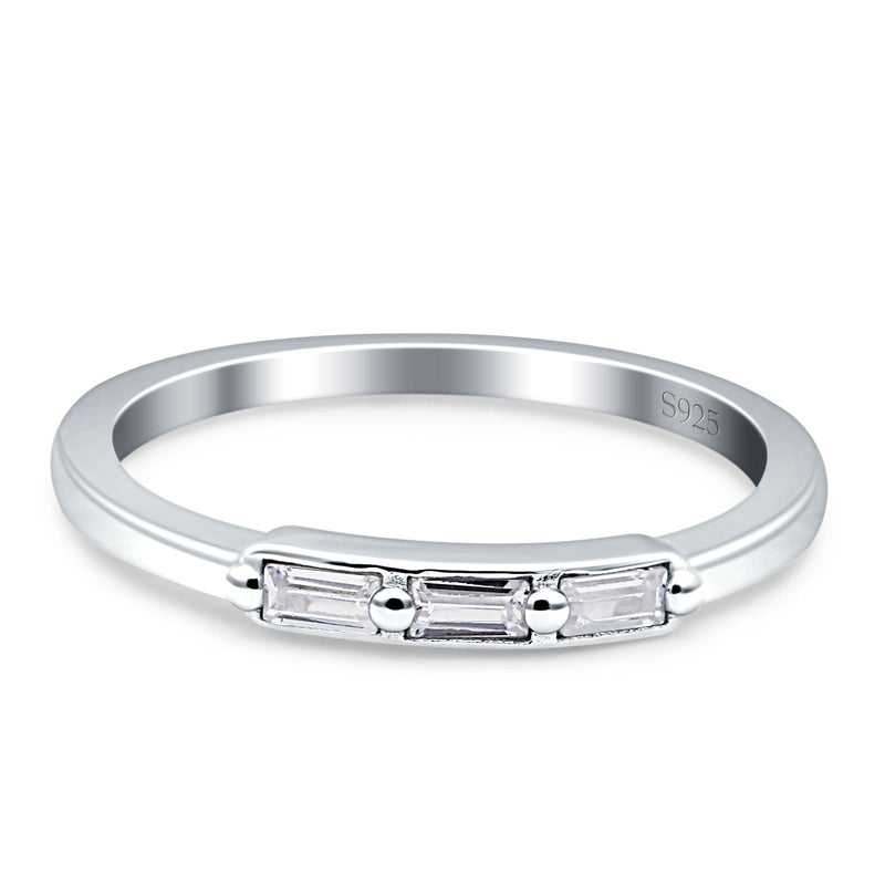 Three-Stone Baguette Eternity Band Cubic Zirconia 925 Sterling Silver