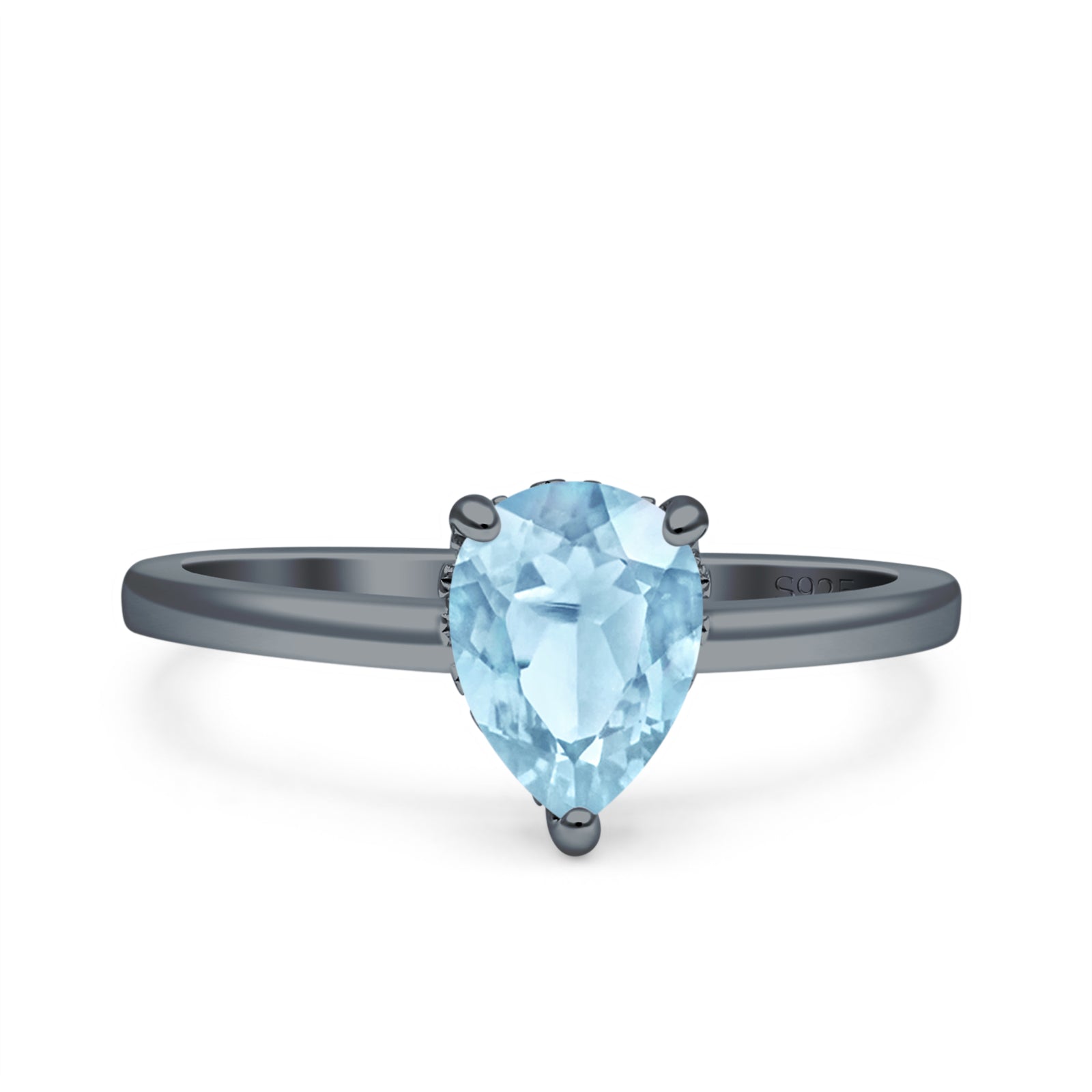 Teardrop Pear Hidden Halo Natural Aquamarine Engagement Ring