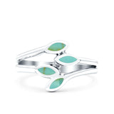 Vintage Style Marquise Lab Opal Ring Solid Oxidized 925 Sterling Silver