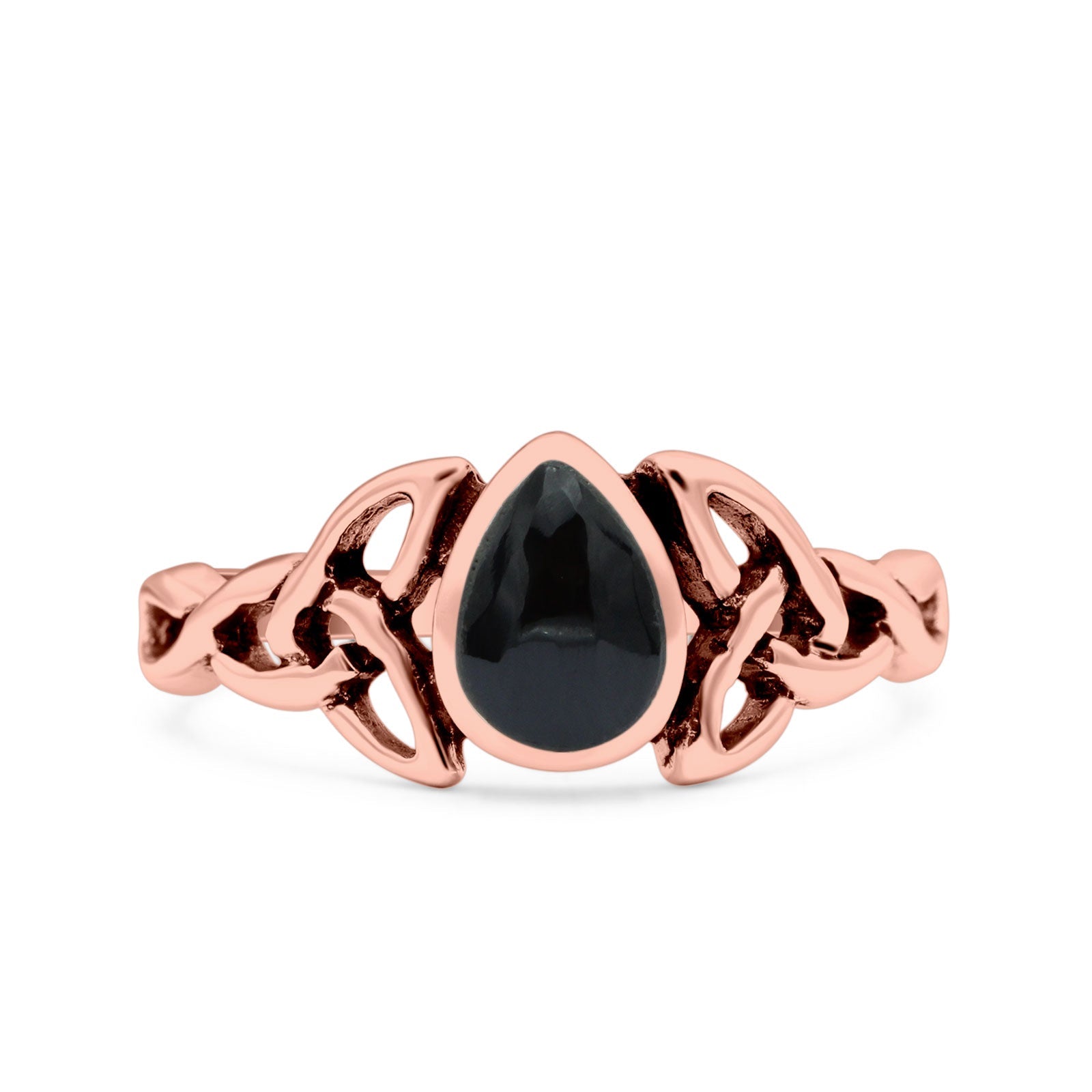 Celtic Pear Lab Opal Ring Solid Oxidized 925 Sterling Silver