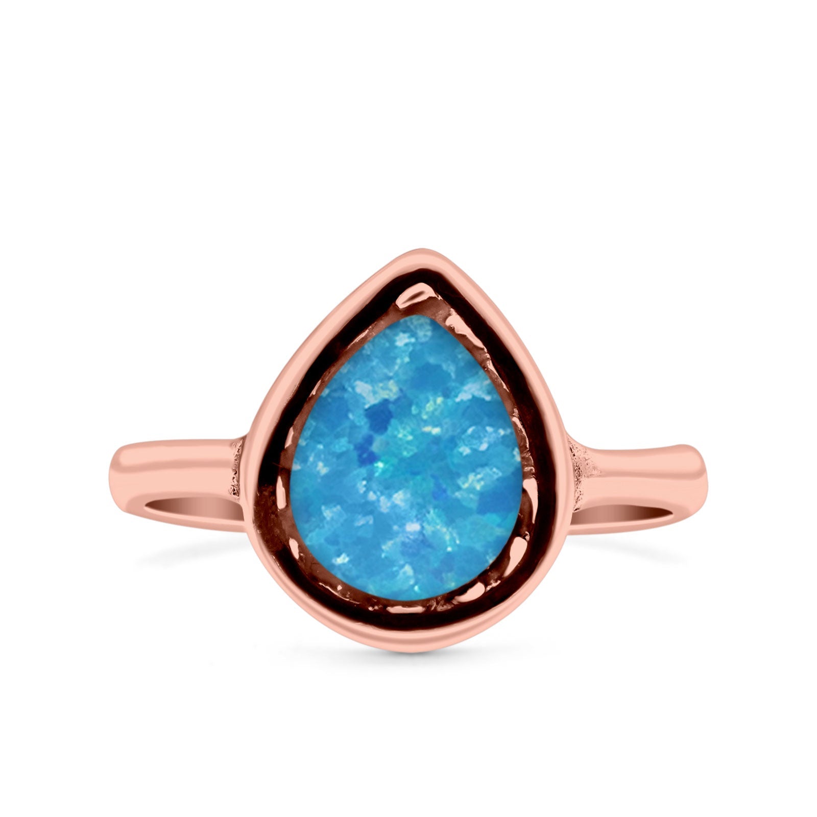 Petite Dainty Pear Lab Opal Ring Solid Oxidized 925 Sterling Silver