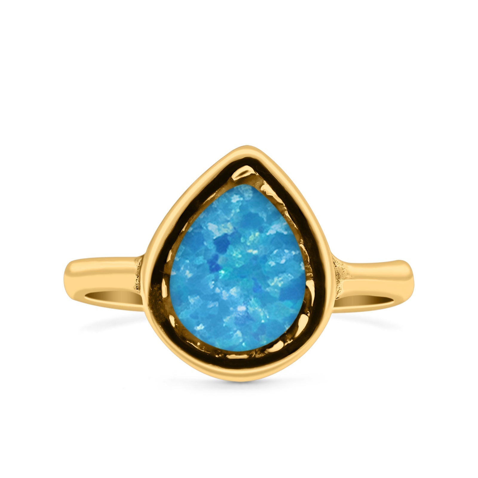 Petite Dainty Pear Lab Opal Ring Solid Oxidized 925 Sterling Silver