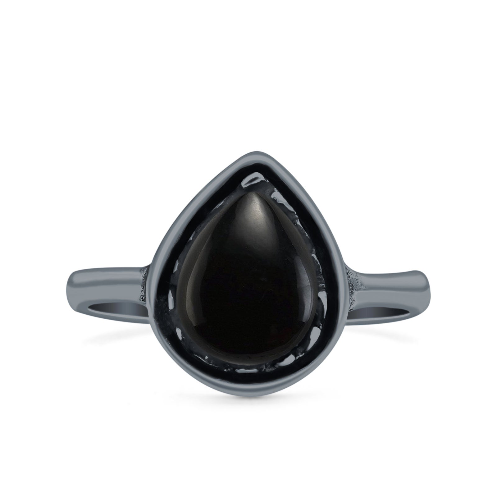 Petite Dainty Pear Lab Opal Ring Solid Oxidized 925 Sterling Silver