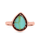 Petite Dainty Pear Lab Opal Ring Solid Oxidized 925 Sterling Silver