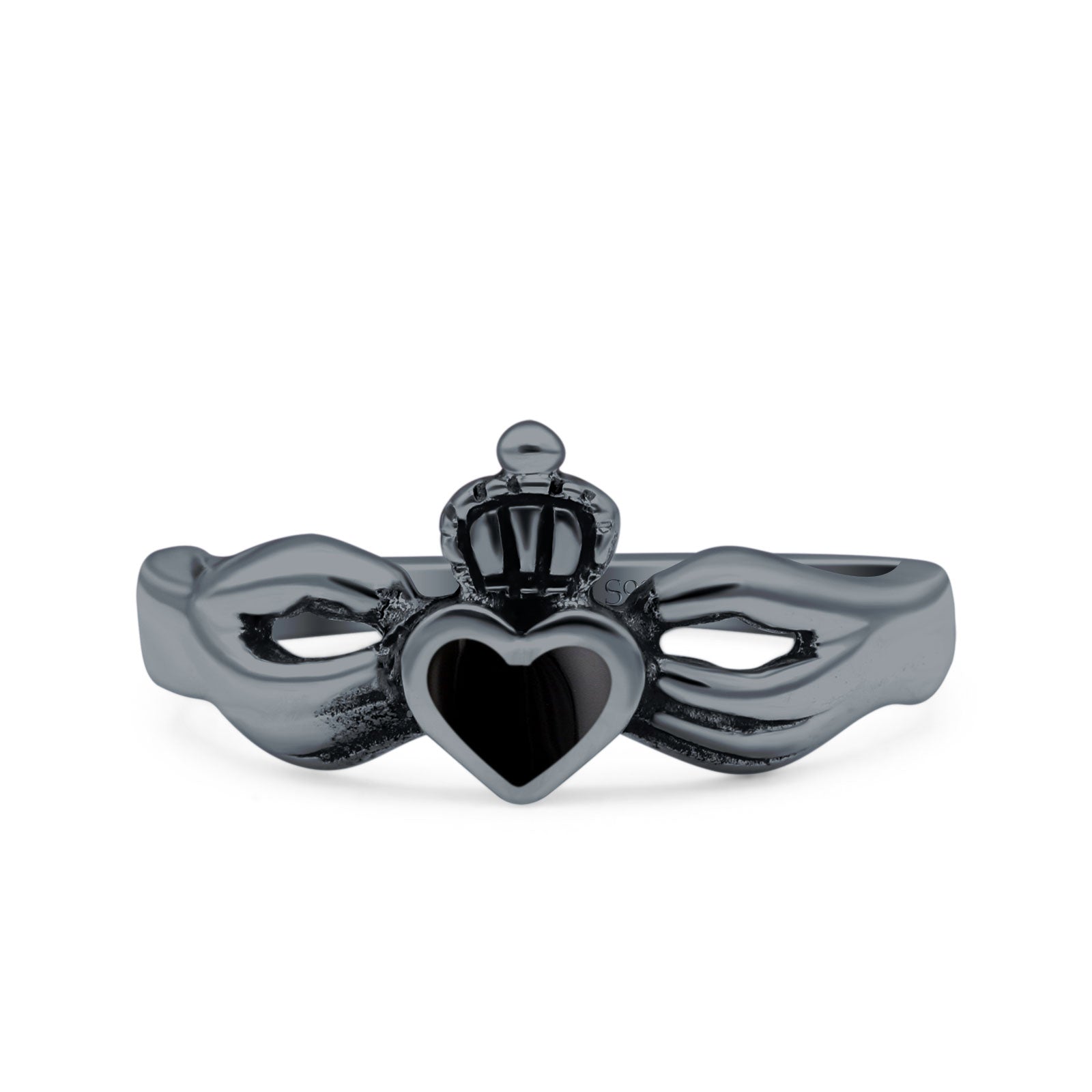 Petite Dainty Heart Lab Opal Ring Solid Oxidized 925 Sterling Silver