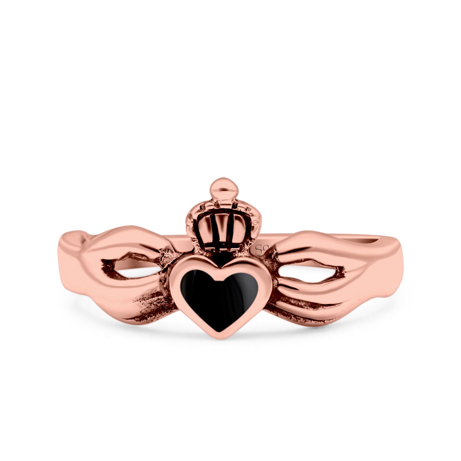 Petite Dainty Heart Lab Opal Ring Solid Oxidized 925 Sterling Silver