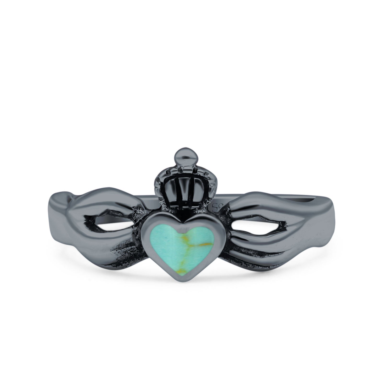 Petite Dainty Heart Lab Opal Ring Solid Oxidized 925 Sterling Silver