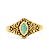 Vintage Style Marquise Lab Opal Ring Solid Oxidized 925 Sterling Silver