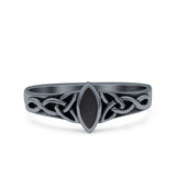 Celtic Style Marquise Lab Opal Ring Solid Oxidized 925 Sterling Silver